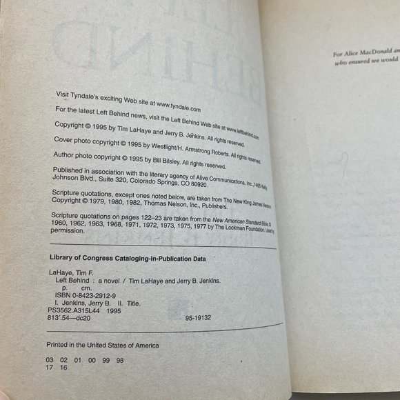 Left Behind: Novel of Earth’s Last Days Tim Lahaye Paperback 1995 - Picture 3 of 3